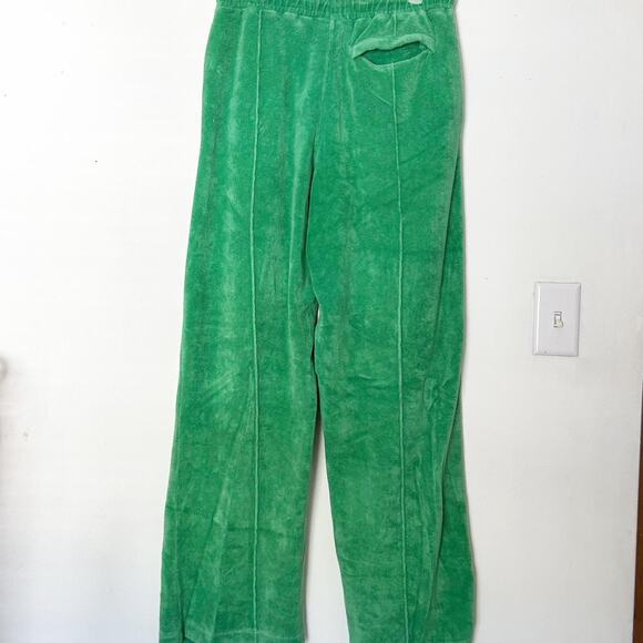 Green Terrycloth Wide Leg Pants - Picture 4 of 7